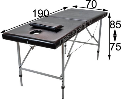 "Комфорт 190MР/75-85" (190*70*75-85) складной массажный стол с регулировкой высоты, черный