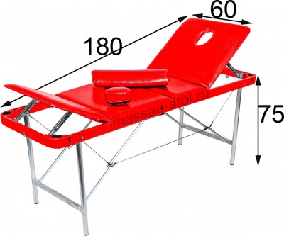 "Комфорт Эталон 180/75" (180*60*75) складной массажный стол, красный
