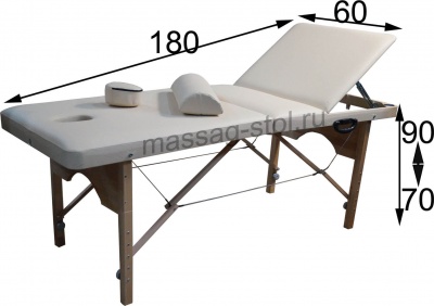"Престиж Люкс 180Р" (180*60*70-90) складной массажный стол с регулировкой высоты, белый
