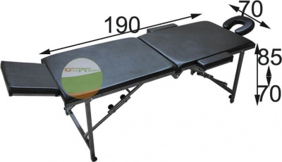 "Атлант Р" (190*70*70-85) стационарный массажный стол регулируемой высоты, черный